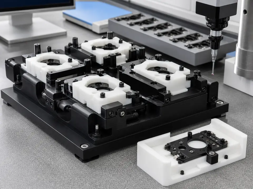 Representative plastic fixture components for industrial automation applications